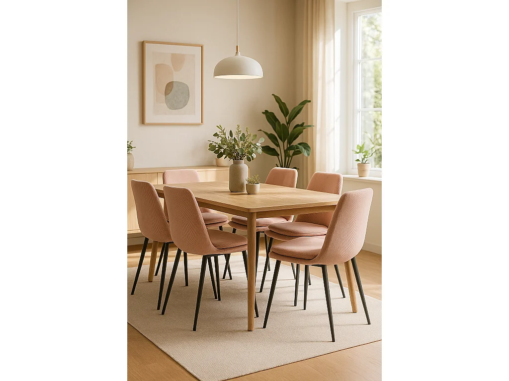 Lote de 4 sillas diseño Yam – Tejido a rayas rosa