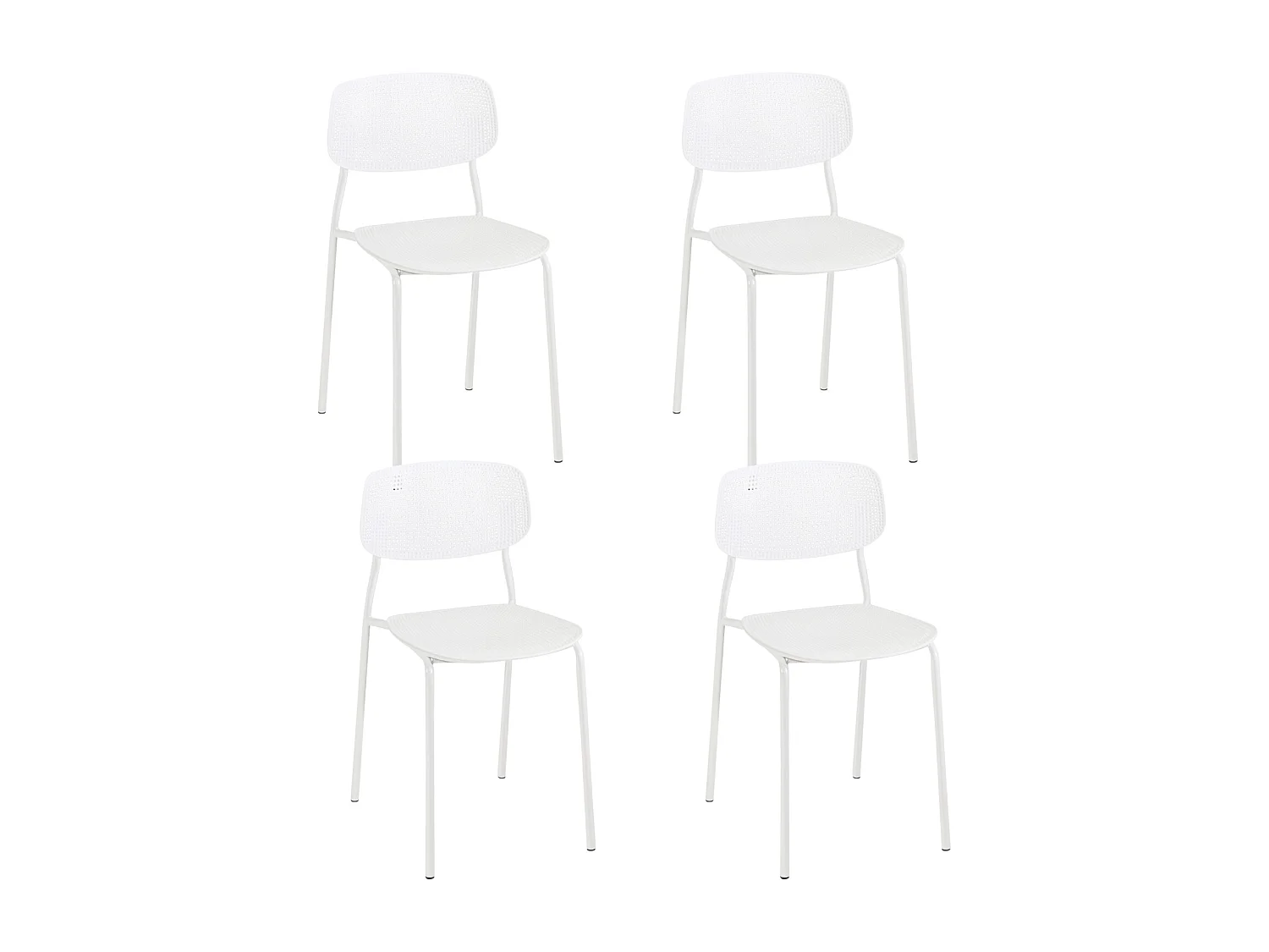 Lot de 4 chaises de cuisine empilables AZA (blanc)