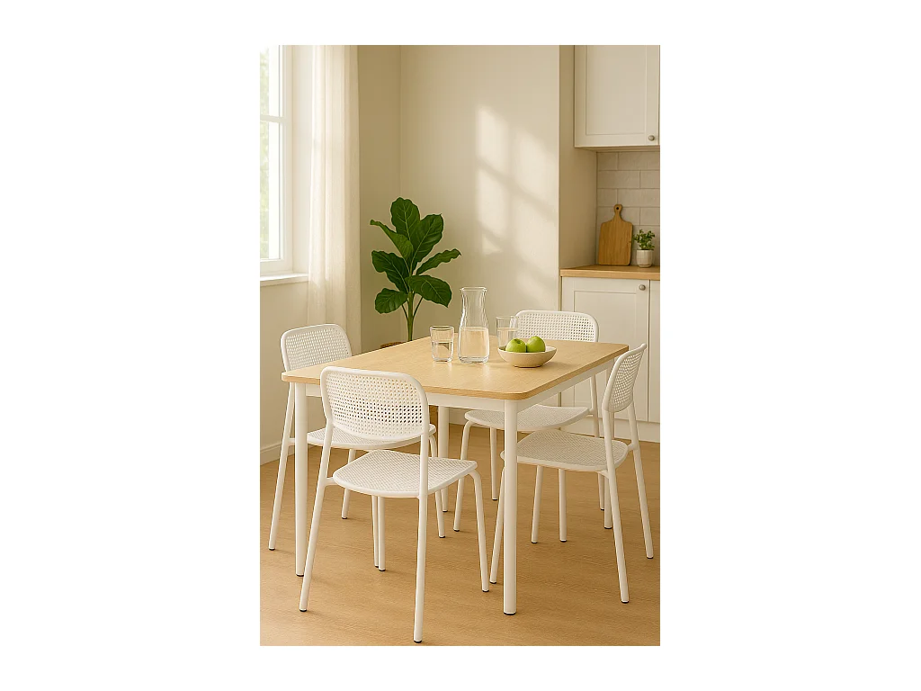 Lot de 4 chaises de cuisine empilables AZA (blanc)