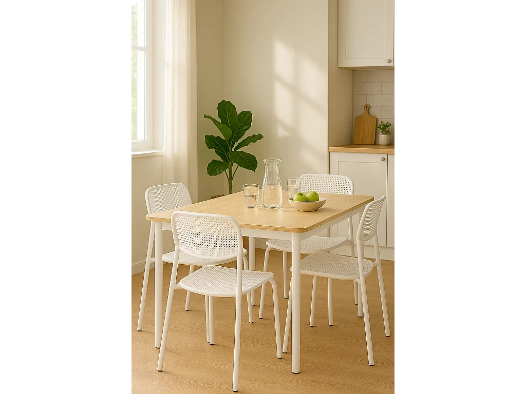 Lot de 4 chaises de cuisine empilables AZA (blanc)
