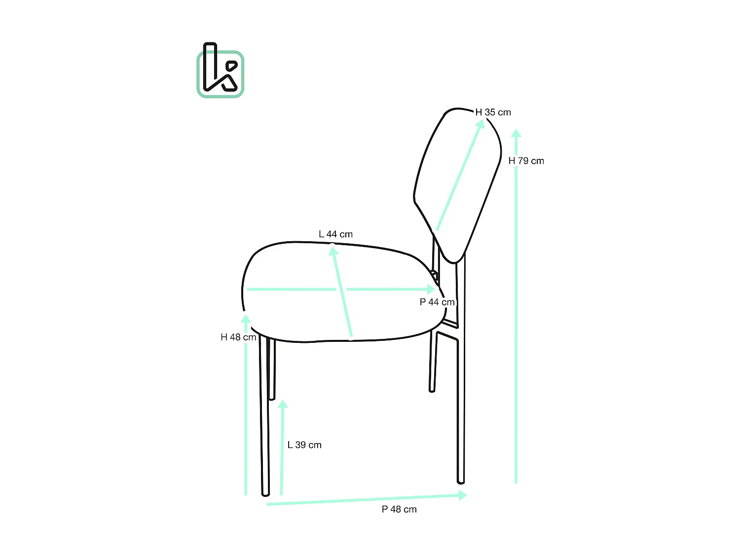 Lot de 4 salle à manger design TALA, tissu mélangé (gris)