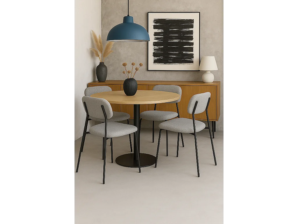 Lote de 4 sillas de comedor diseño Tala – Tejido mezcla gris