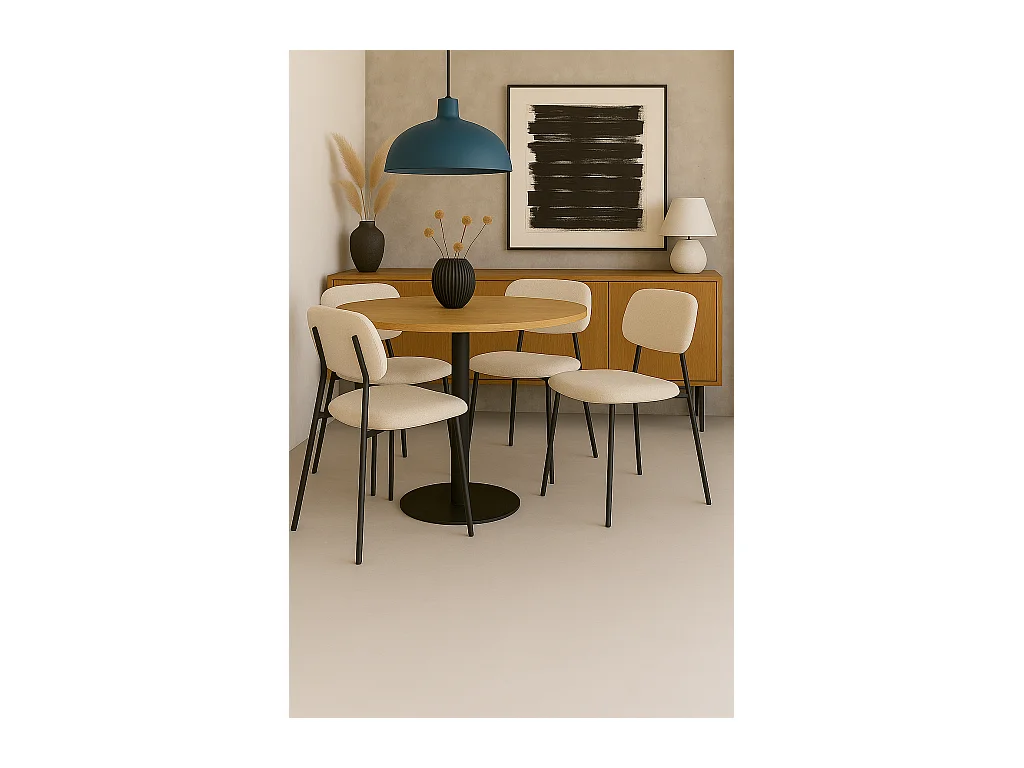 Lote de 4 sillas de comedor diseño Tala – Tejido mezcla beige