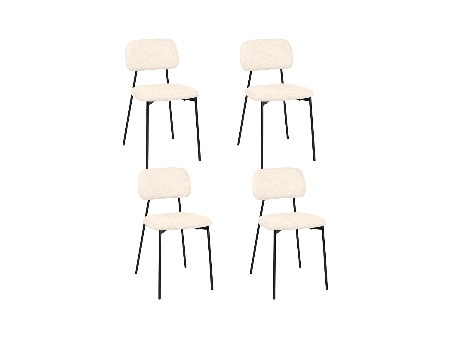 Lot De 4 Salle à Manger Design Tala – Tissu Mélangé Beige
