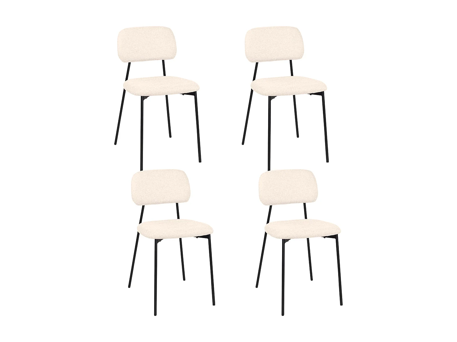 Lot De 4 Salle à Manger Design Tala – Tissu Mélangé Beige