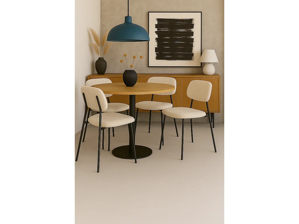 Lot De 4 Salle à Manger Design Tala – Tissu Mélangé Beige