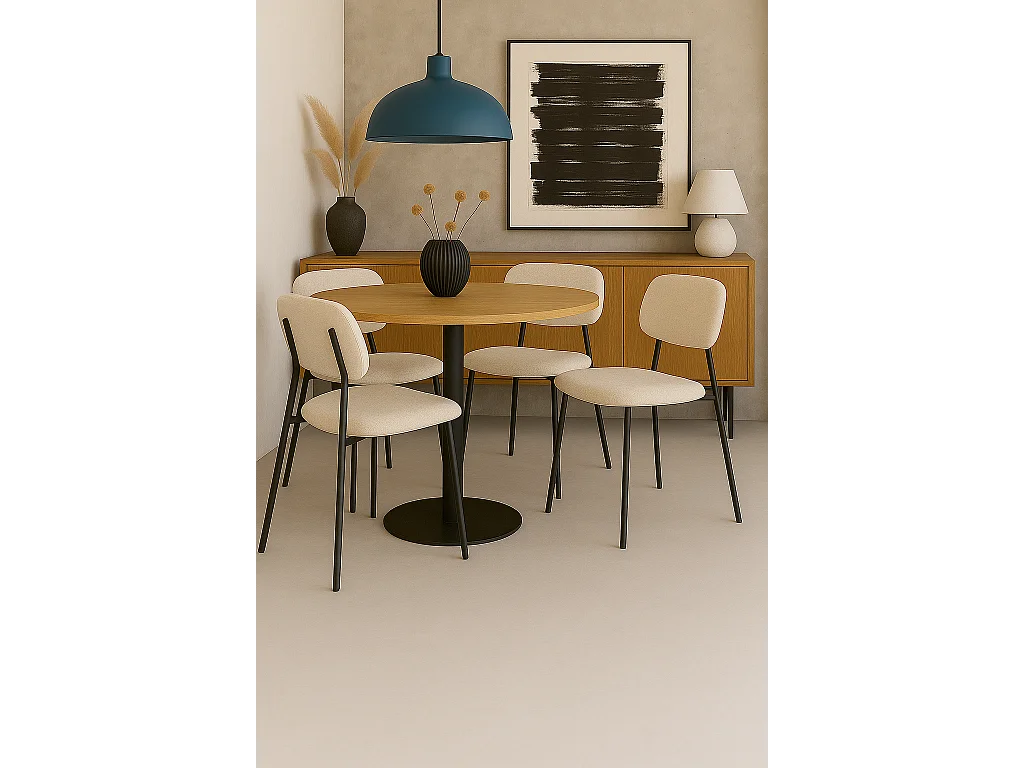 Lote de 4 sillas de comedor diseño Tala – Tejido mezcla beige