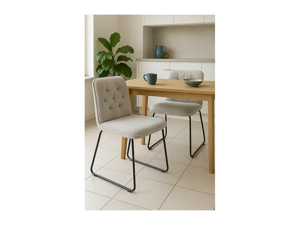 Lote de 2 sillas vintage Zeli – Tejido a rayas gris