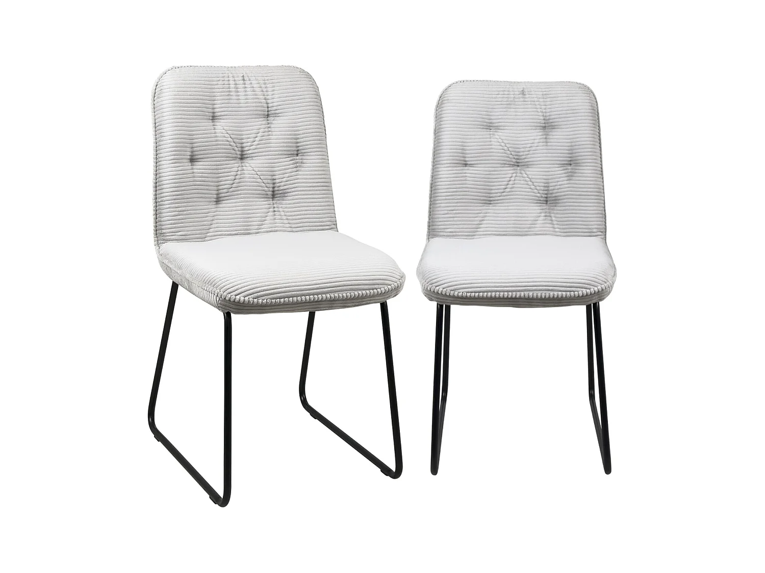 Lot De 2 Chaises Vintage Zeli – Tissu à Rayures Gris