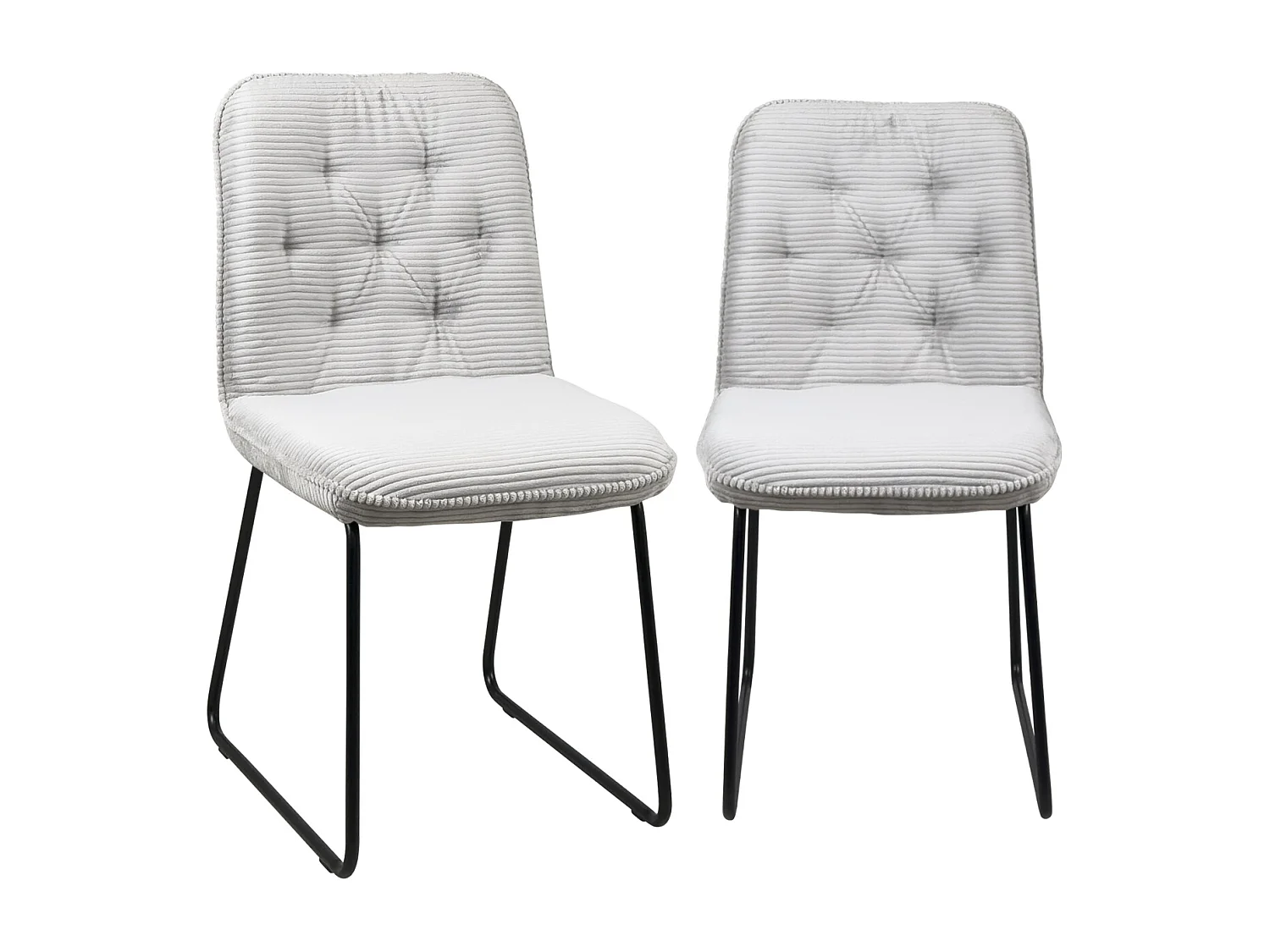 Lot de 2 chaises vintage ZELI, tissu à rayures (gris)
