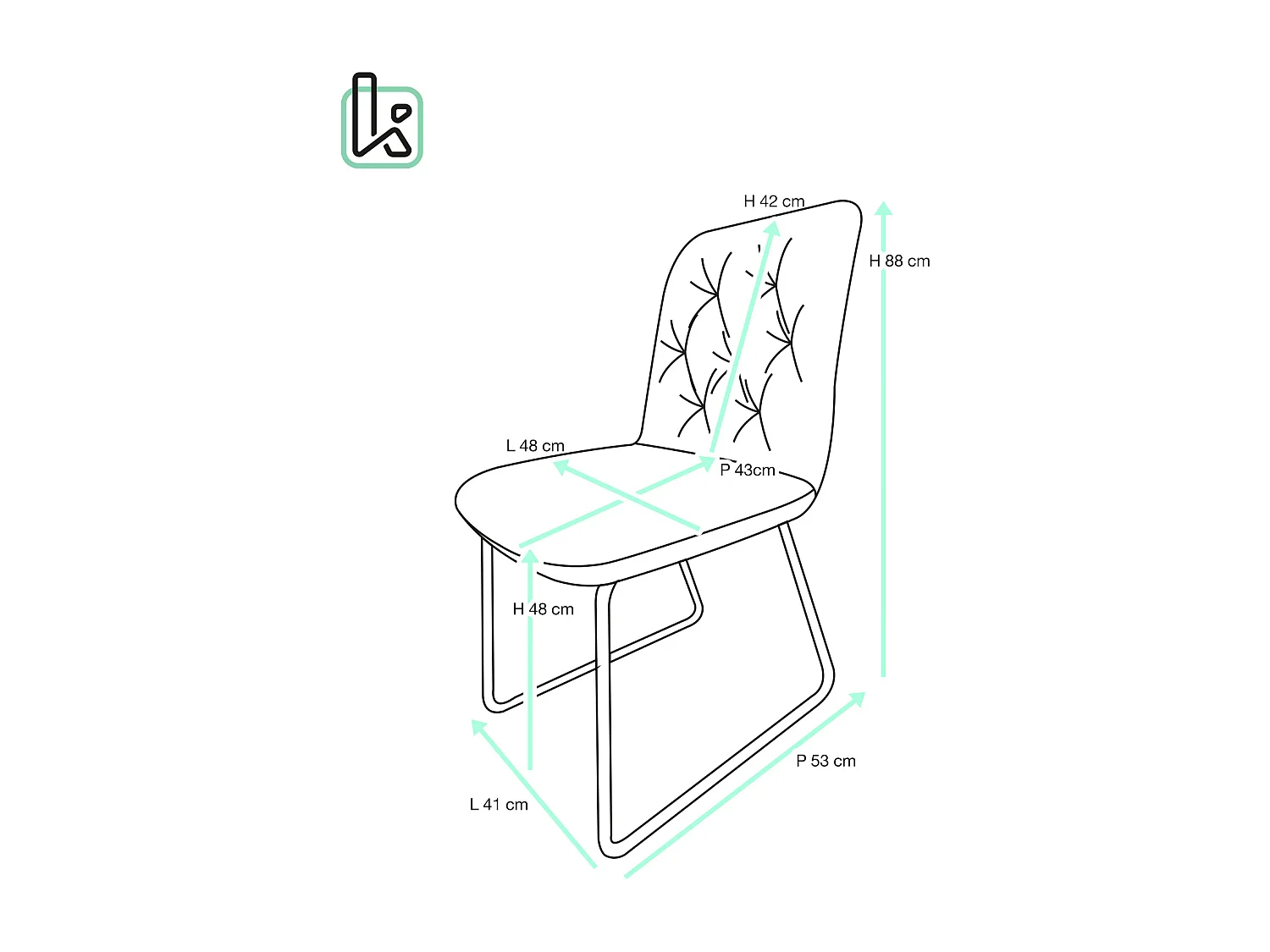 Lot de 2 chaises vintage ZELI, tissu à rayures (gris)