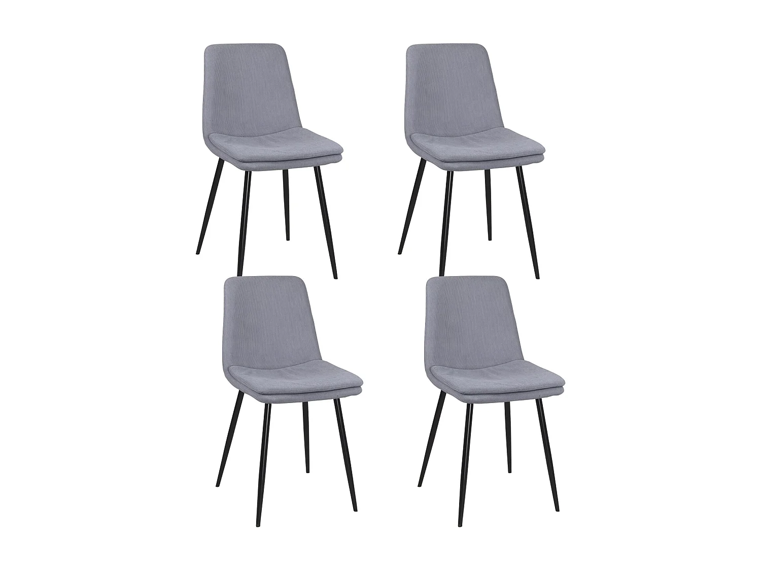 Lot de 4 chaises design YAM, tissu à rayures (bleu)