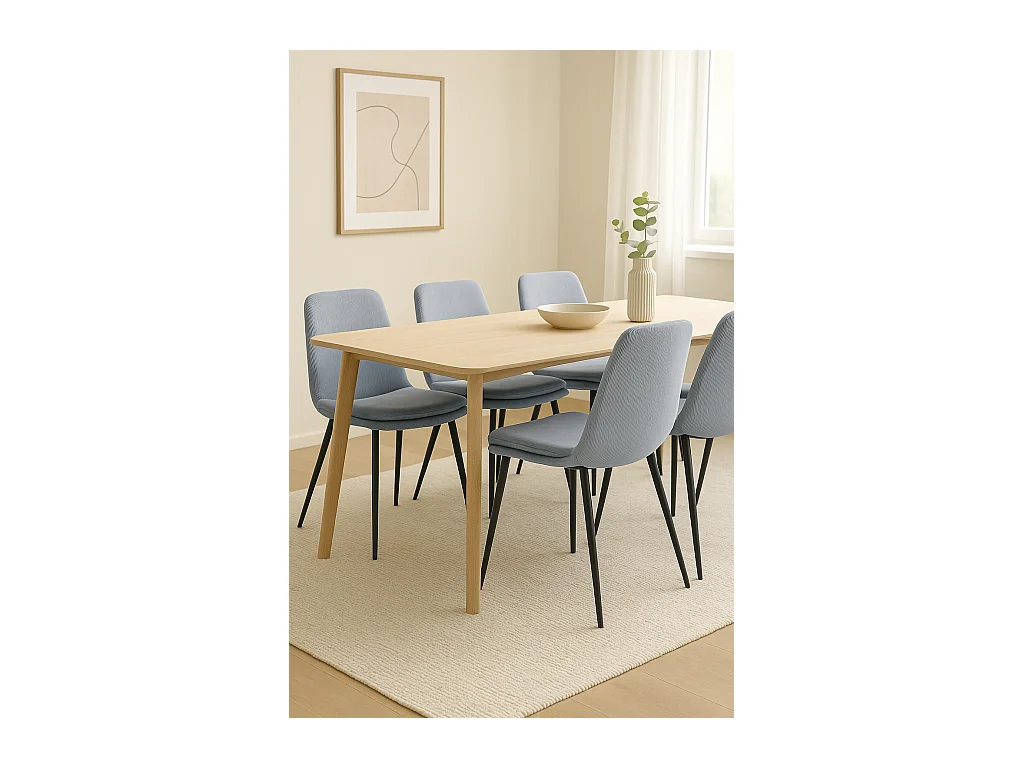 Lot de 4 chaises design YAM, tissu à rayures (bleu)