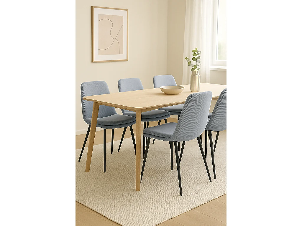 Lot de 4 chaises design YAM, tissu à rayures (bleu)