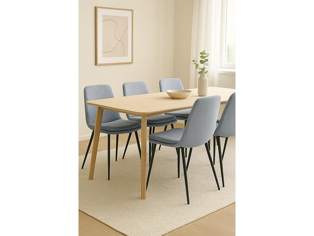 Lot de 4 chaises design YAM, tissu à rayures (bleu)