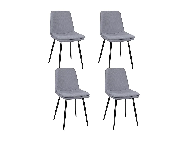 Lot de 4 chaises design YAM, tissu à rayures (bleu)