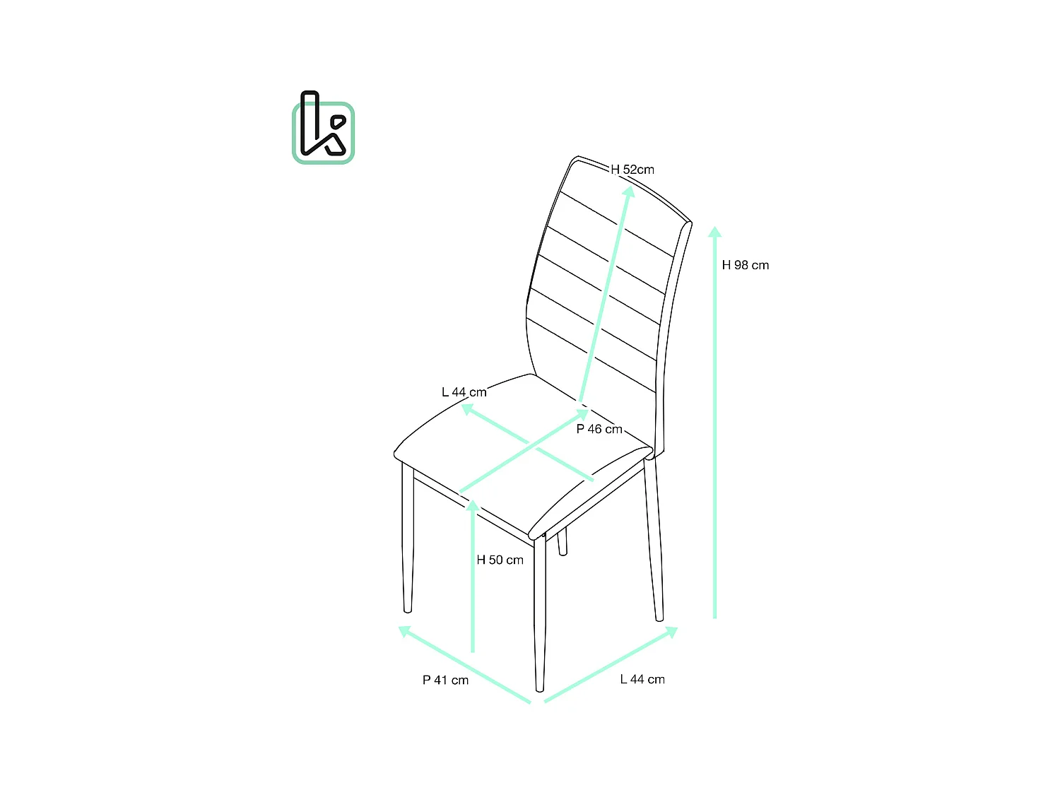 Lot de 4 chaises de salle à manger MILO, tissu rayé (vert)