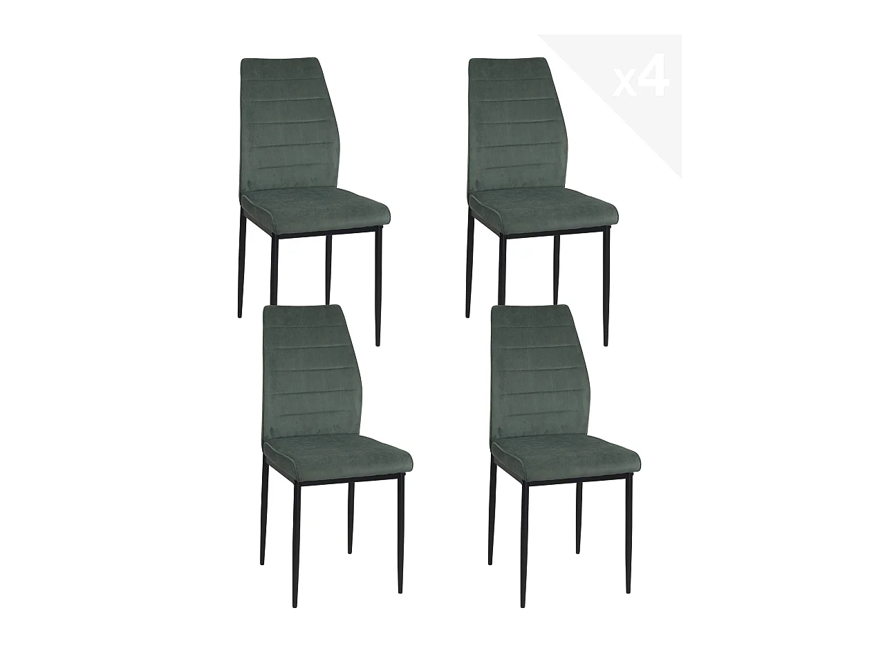 Lot De 4 Chaises De Salle à Manger Milo – Tissu Rayé Vert