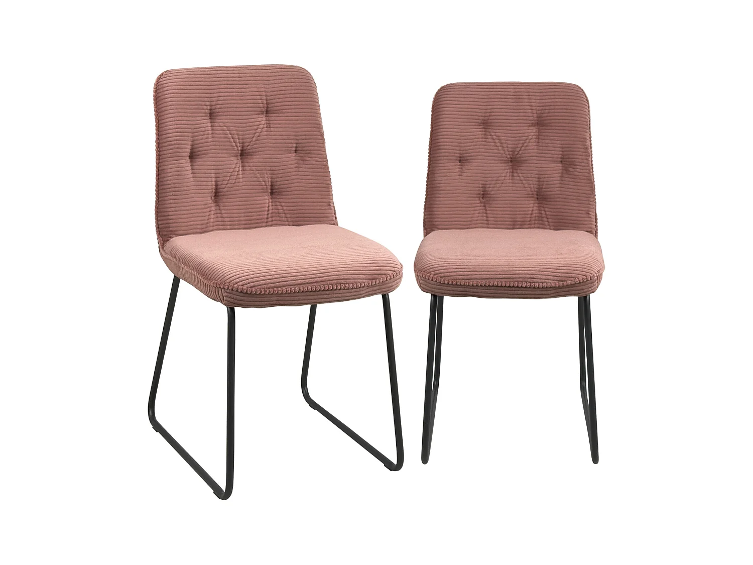 Lot De 2 Chaises Vintage Zeli – Tissu à Rayures Rose