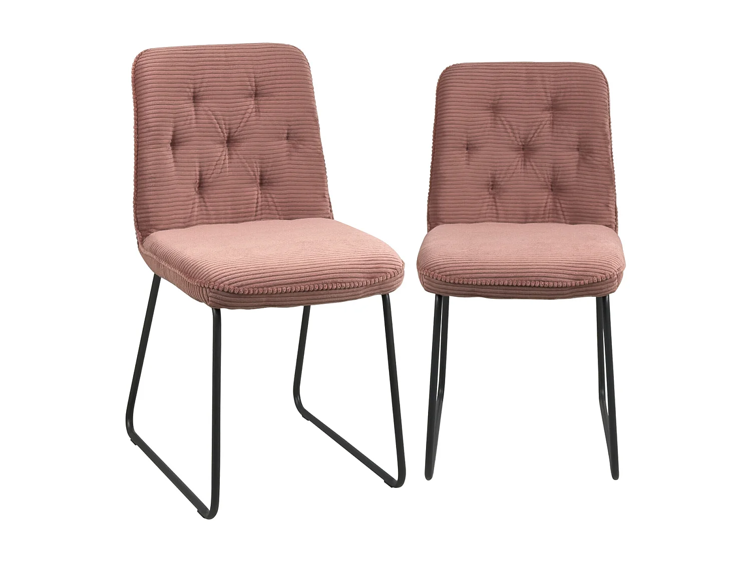 Lot de 2 chaises vintage ZELI, tissu à rayures (rose)