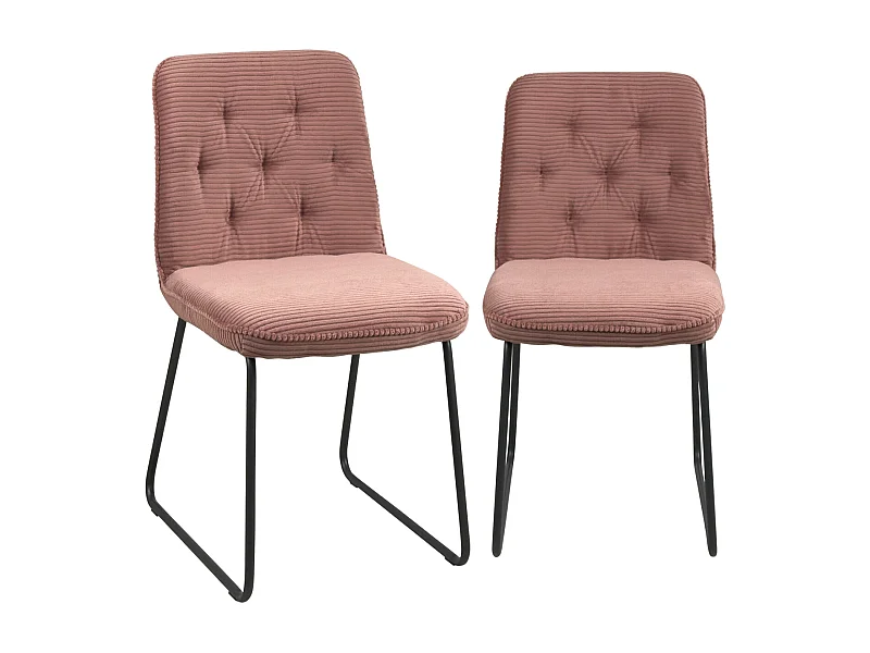 Lot de 2 chaises vintage ZELI, tissu à rayures (rose)