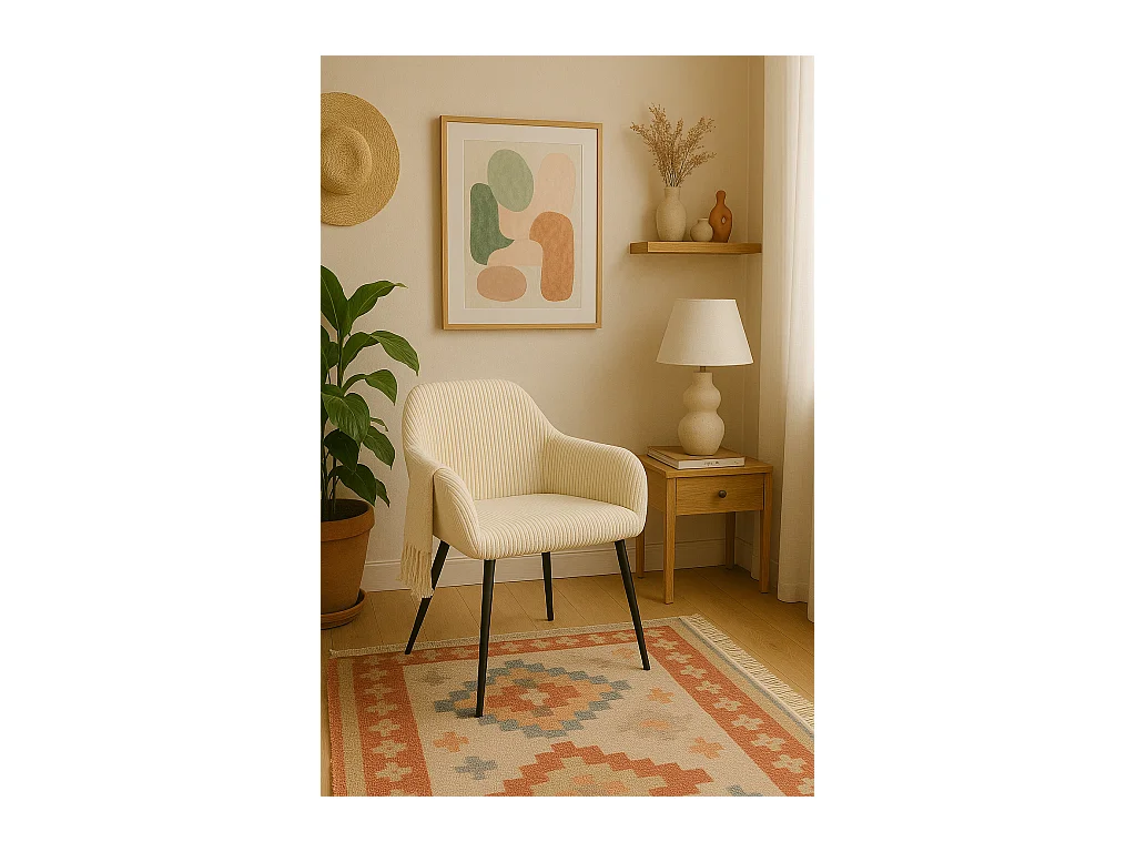 Sillón Confortable de Pana Cotelé Miro - Beige