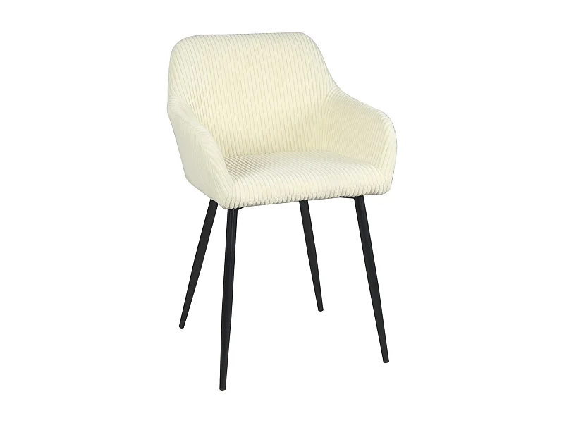 Petit fauteuil confortable en velours côtelé MIRO (beige)