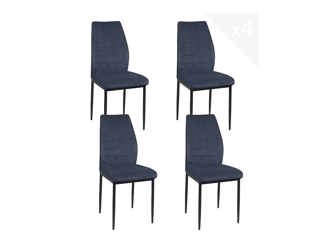 Lot De 4 Chaises De Salle à Manger Milo – Tissu Rayé Bleu Foncé