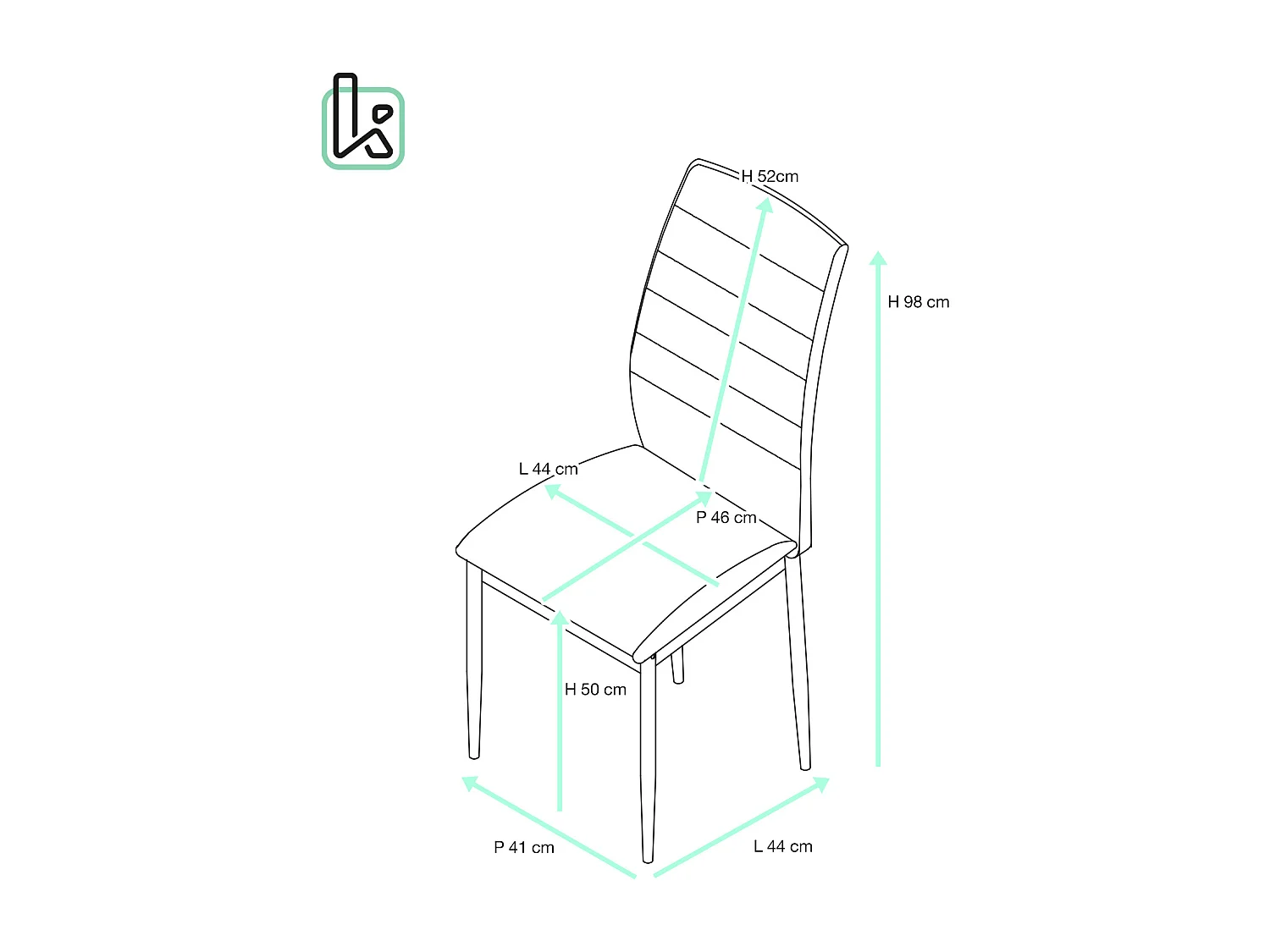 Lot de 4 chaises de salle à manger MILO, tissu rayé (bleu foncé)