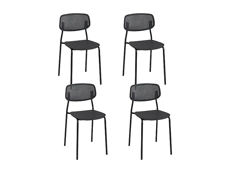 Lot de 4 chaises de cuisine empilables AZA (noir)