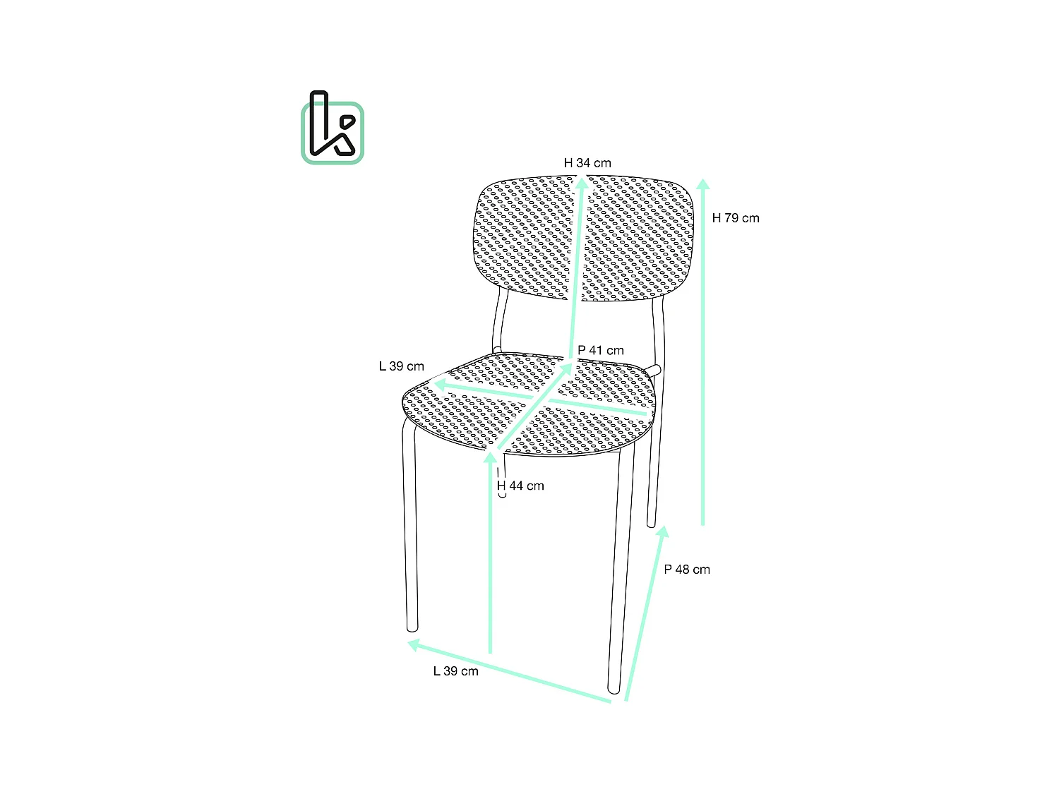 Lot de 4 chaises de cuisine empilables AZA (noir)