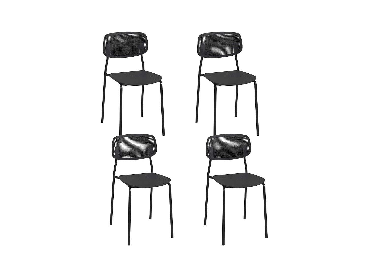 Lot De 4 Chaises De Cuisine Empilables Aza – Noir