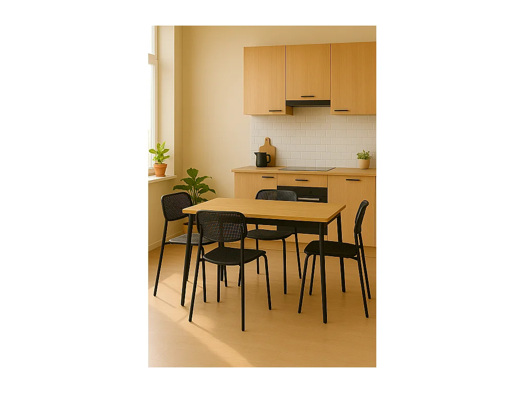 Lote de 4 sillas de cocina apilables Aza – Negro