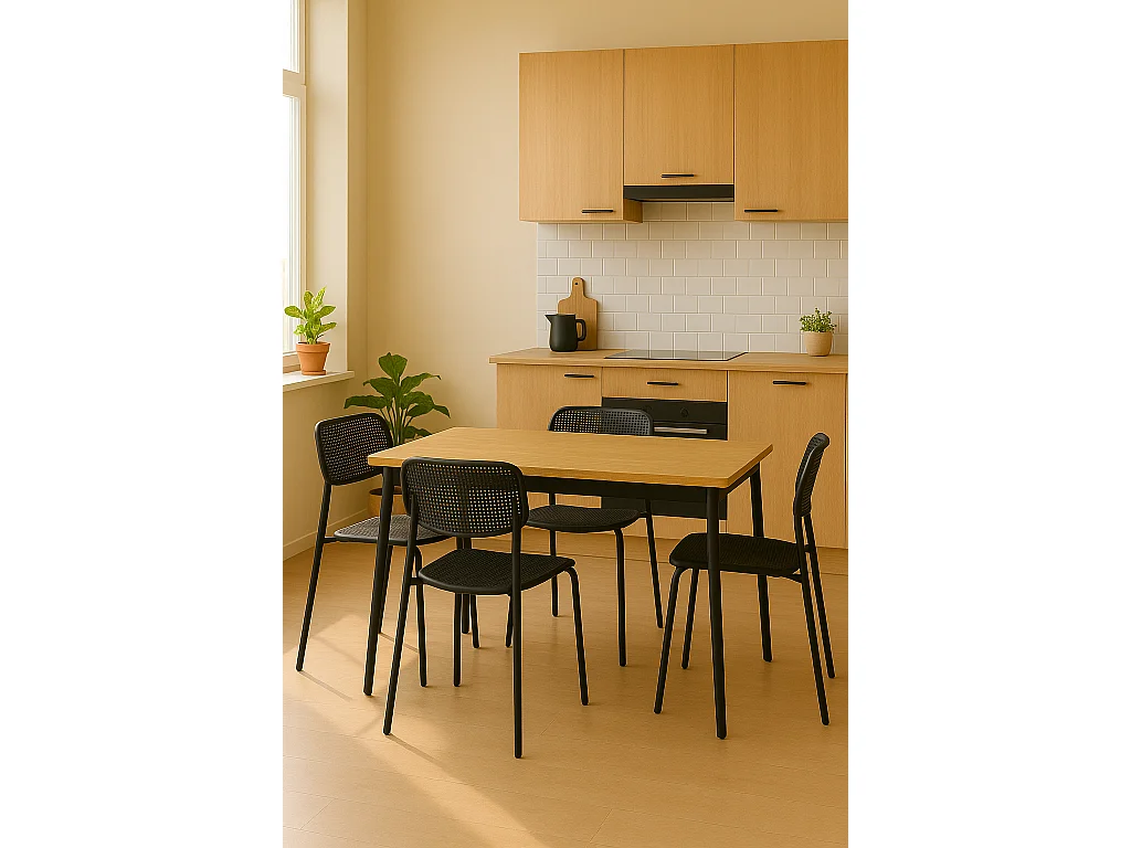 Lot de 4 chaises de cuisine empilables AZA (noir)