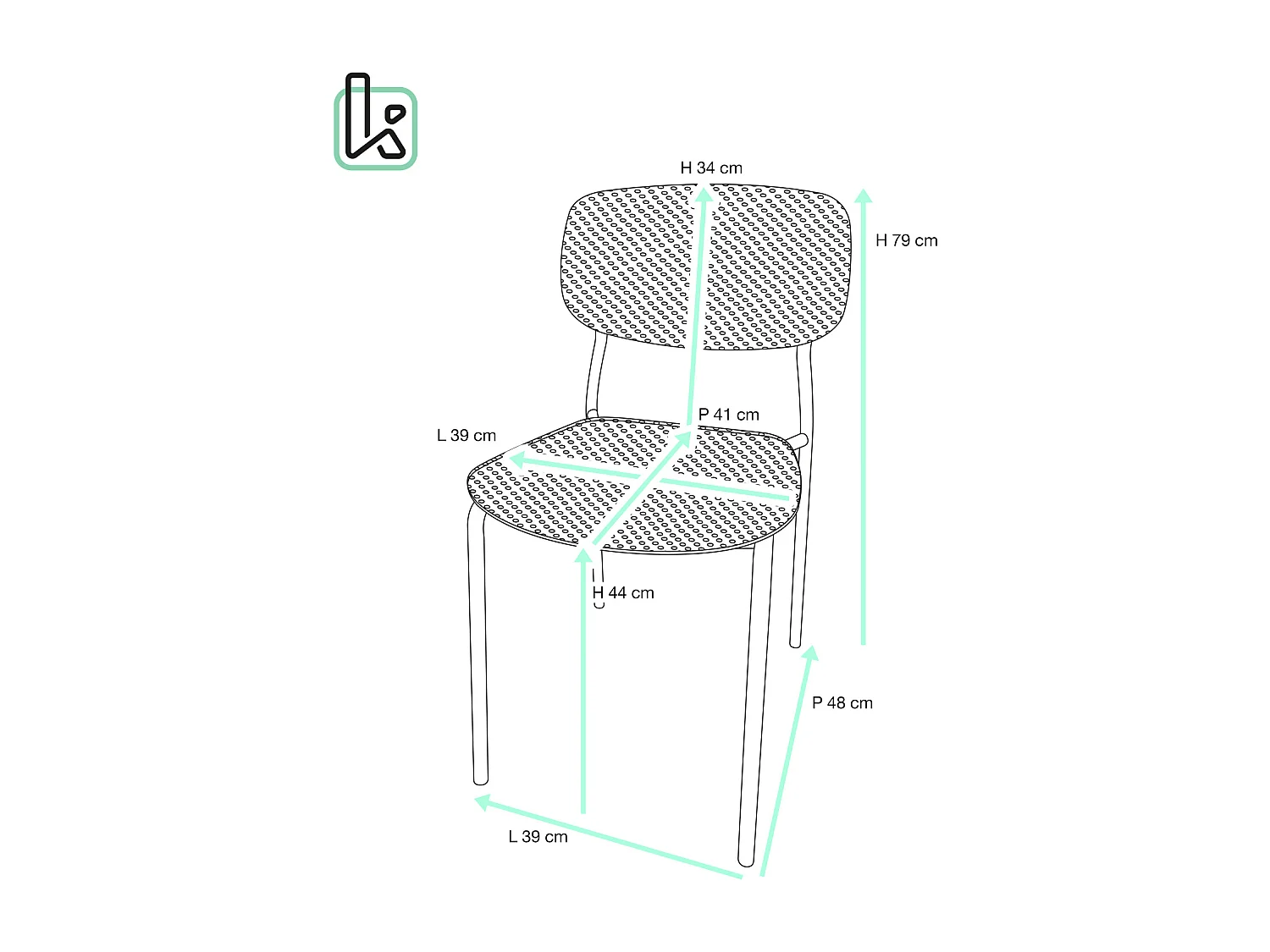 Lot de 4 chaises de cuisine empilables AZA (noir)