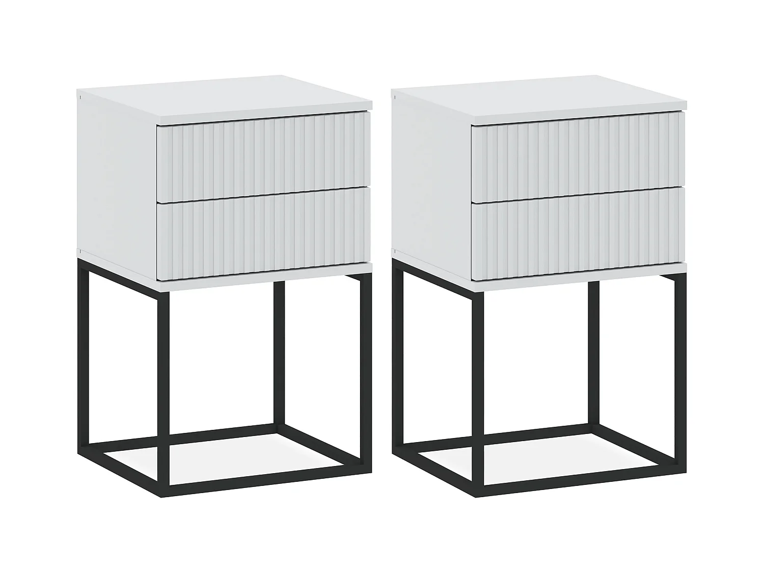 Set de 2 tables de chevet RECTUS blanc, dimensions 39x65x40 cm, parfait pour décoration