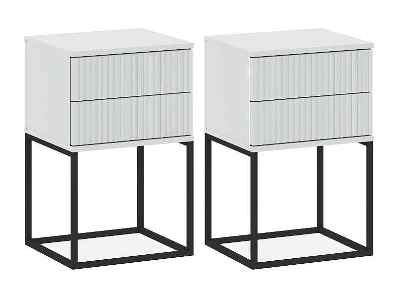 Nachttisch RECTUS 2er-Set weiß, Maße 39x65x40 cm, perfekt für Dekoration