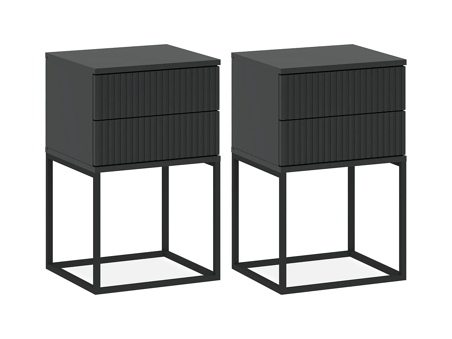 Set de 2 tables de chevet RECTUS anthracite, dimensions 39x65x40 cm, confort optimal