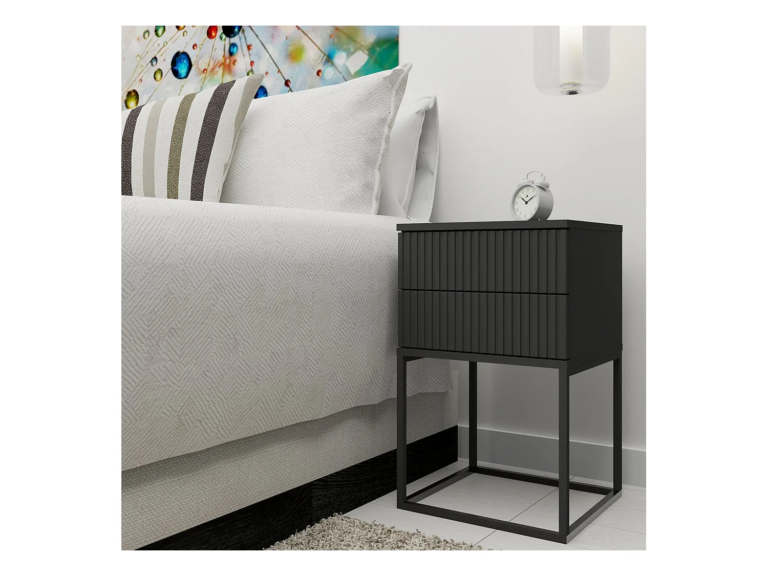 Set de 2 tables de chevet RECTUS anthracite, dimensions 39x65x40 cm, confort optimal