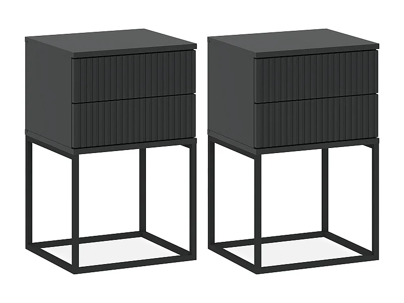 Set de 2 tables de chevet RECTUS anthracite, dimensions 39x65x40 cm, confort optimal