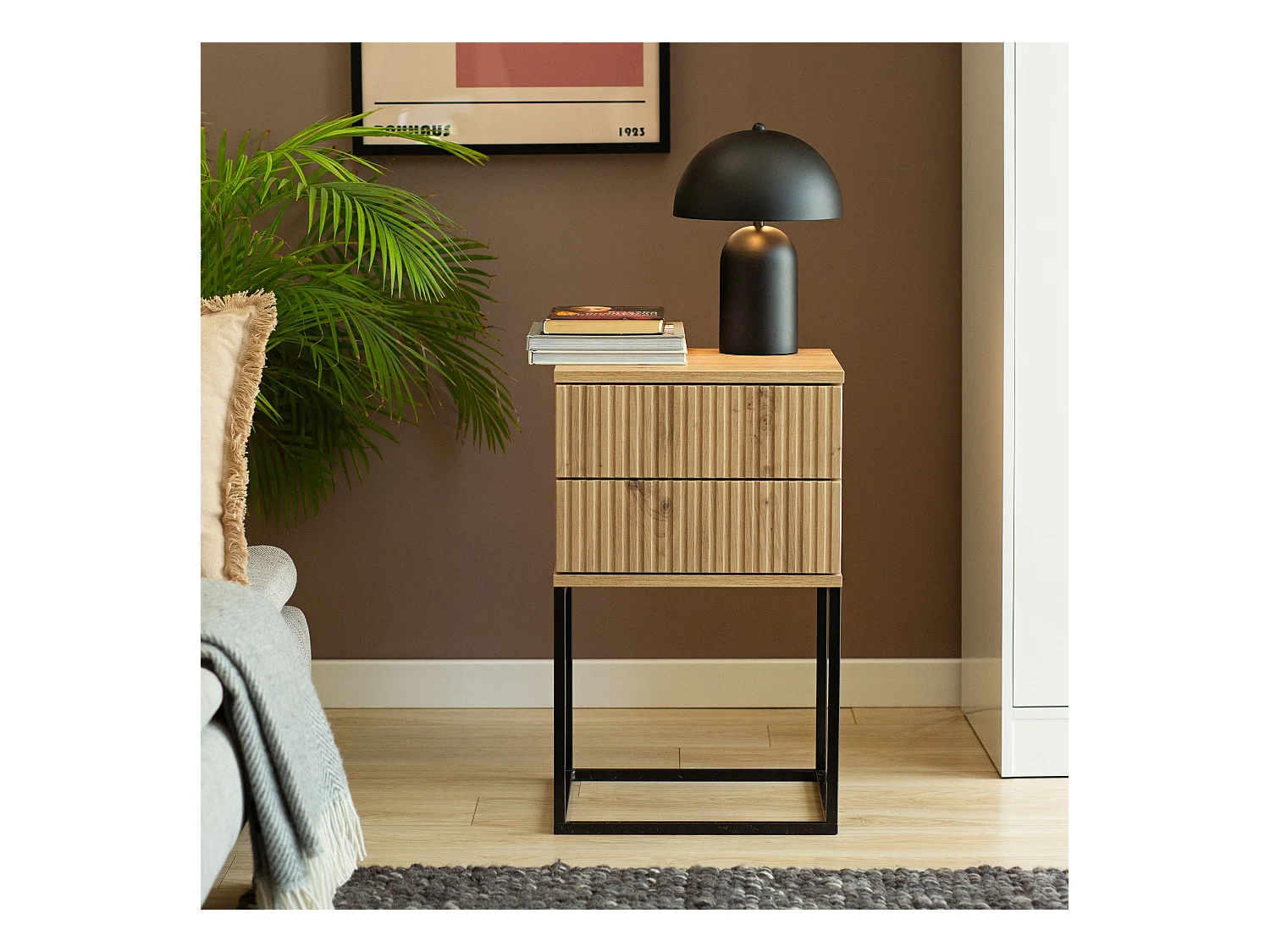 Set de 2 tables de chevet RECTUS couleur naturelle claire, dimensions 39x65x40 cm, design naturel