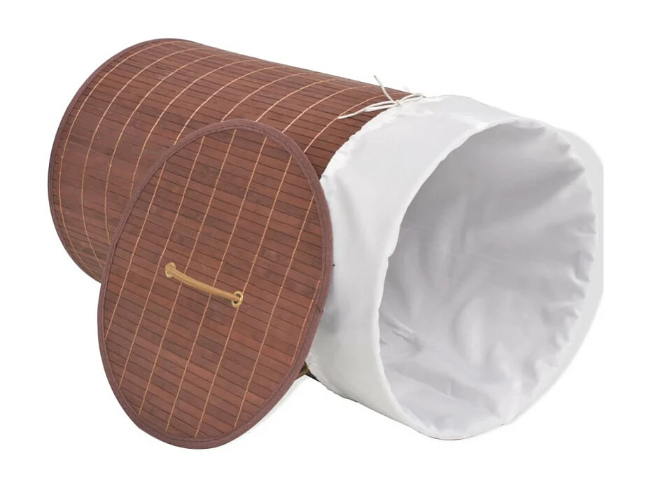 Panier à linge rond Bambou Marron