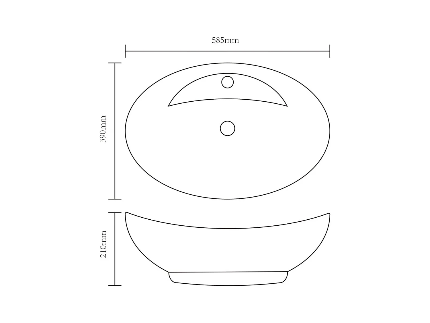 Lavabo ovale en céramique avec trou de robinet