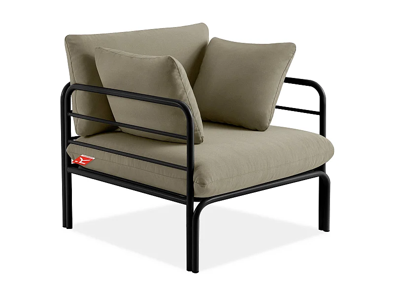 Gartensessel RAMBE anthrazitgrau und beige, Maße 79x80x80 cm, moderner Stil