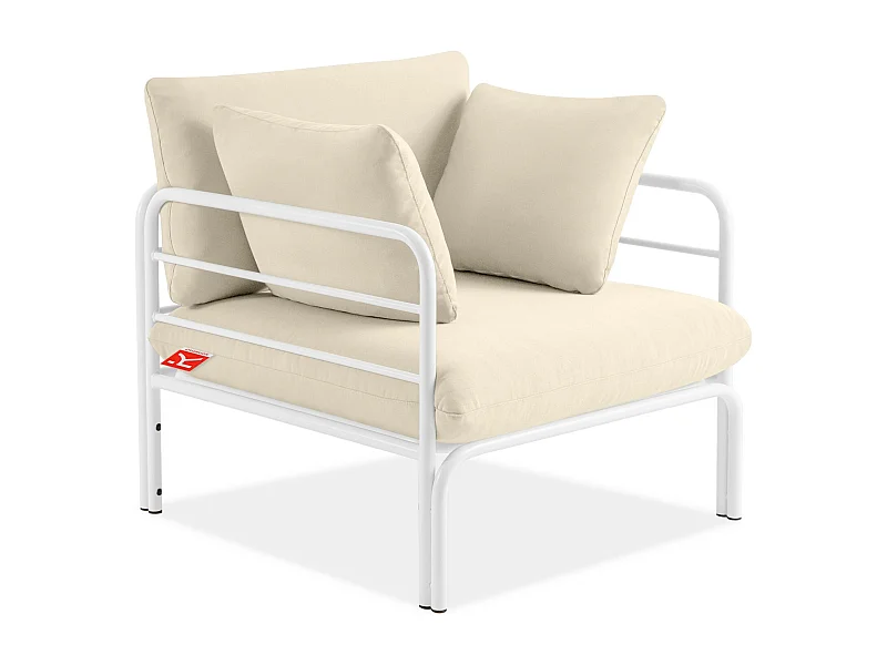 Fauteuil de jardin RAMBE blanc et blanc cassé, dimensions 79x80x80 cm, idéal pour le jardin