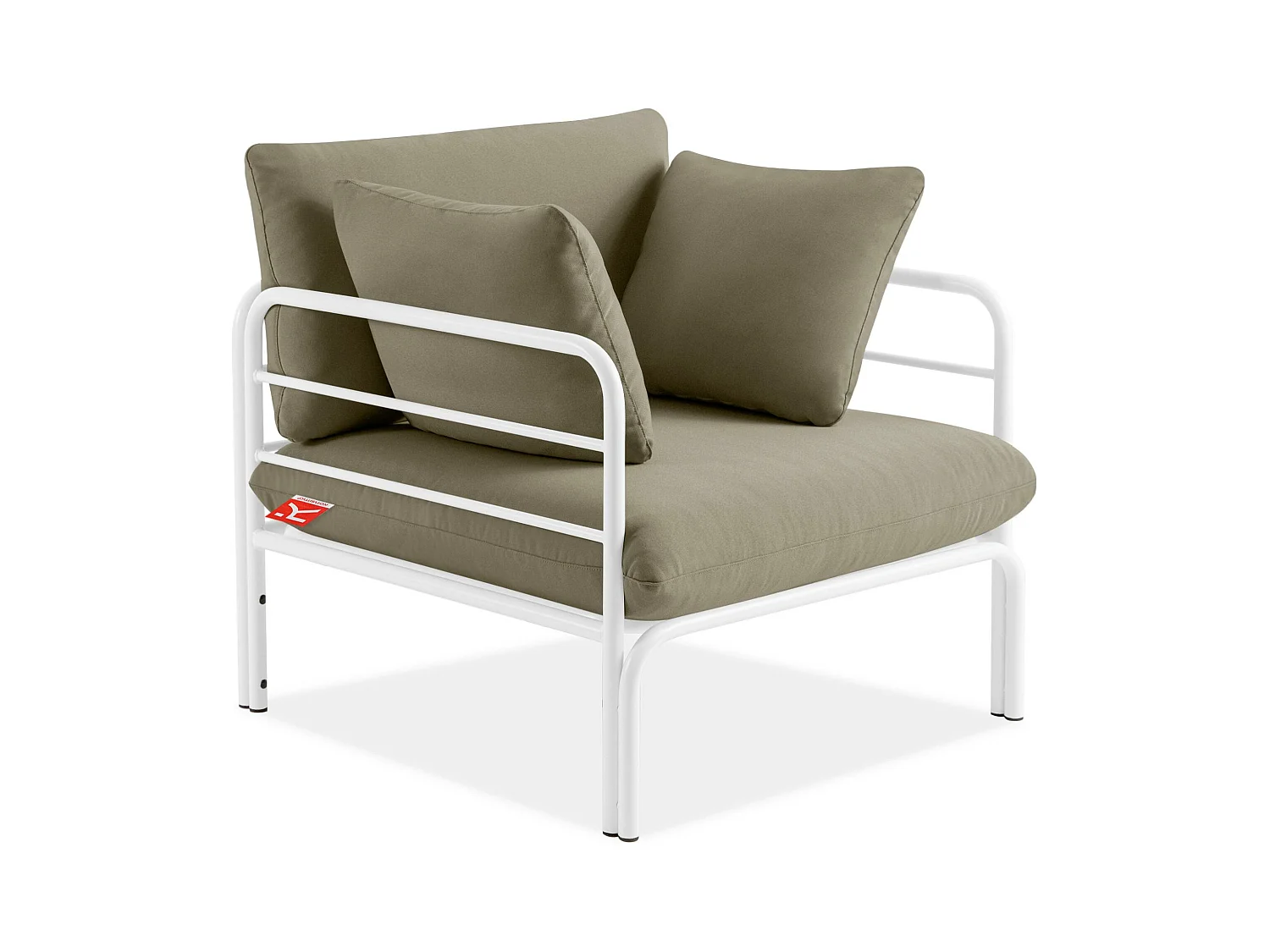 Fauteuil de jardin RAMBE blanc et beige, dimensions 79x80x80 cm, parfait pour l'extérieur
