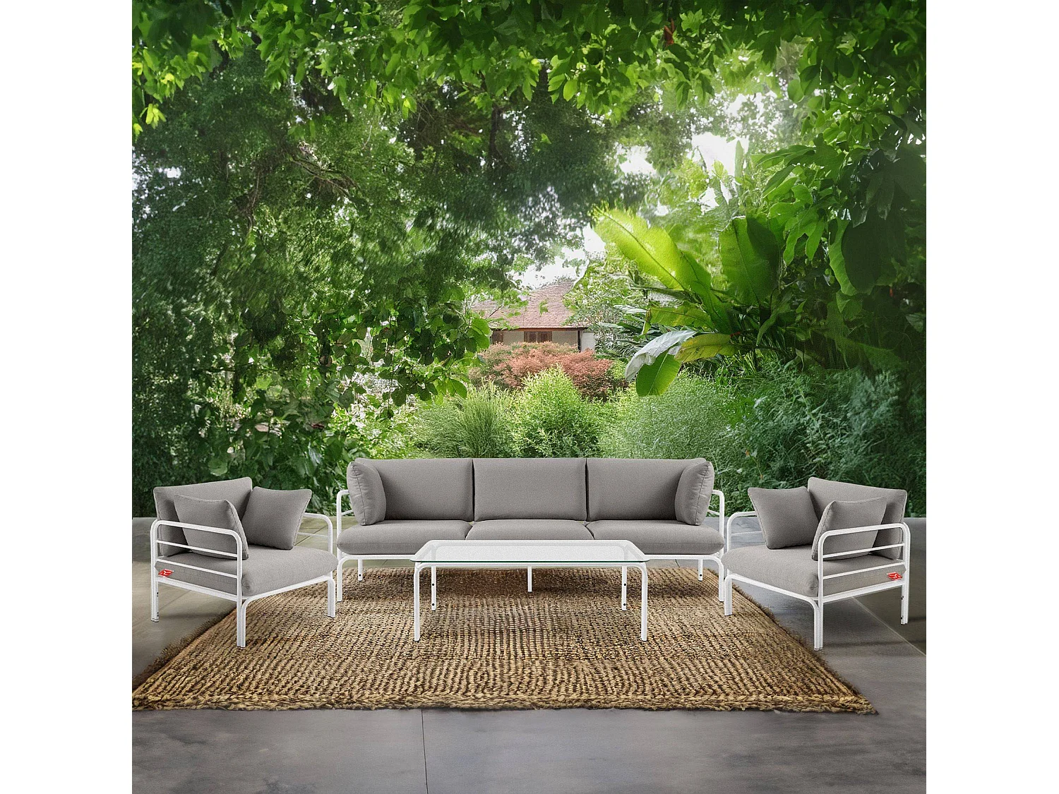 Gartensessel RAMBE weiß und grau, Maße 79x80x80 cm, zeitgemäßes Design