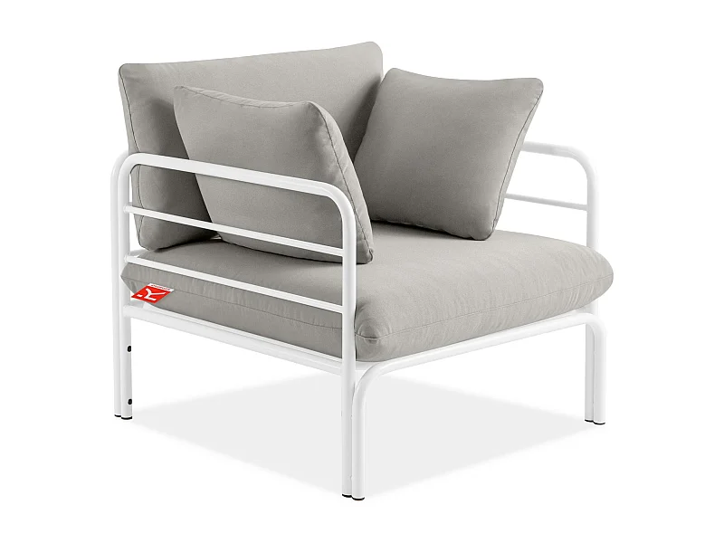 Fauteuil de jardin RAMBE blanc et gris, dimensions 79x80x80 cm, design contemporain