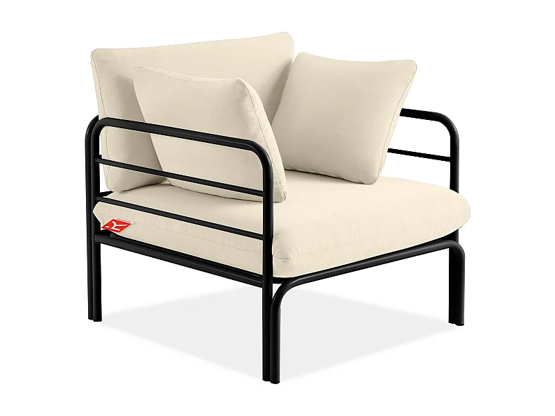 Gartensessel RAMBE grau und gebrochenes Weiß, Maße 79x80x80 cm, elegantes Design