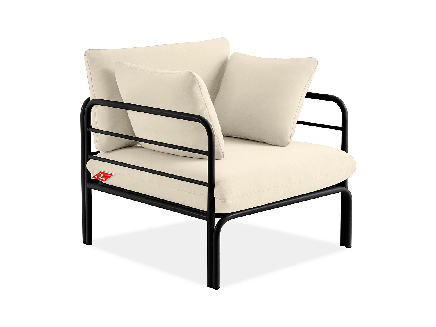 Fauteuil de jardin RAMBE gris et blanc cassé, dimensions 79x80x80 cm, design élégant